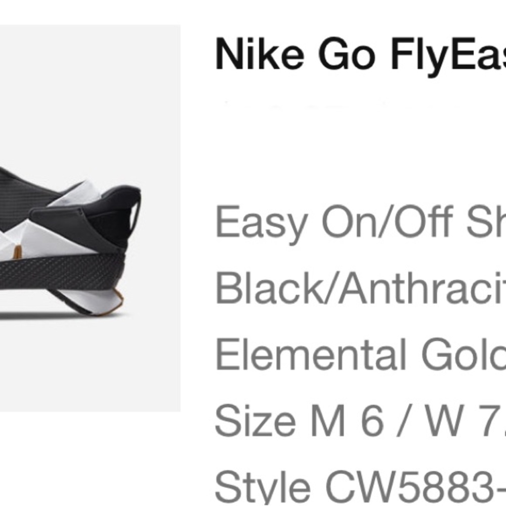 Like new Nike Flyease women’s8/men’s6 black, white & gum colored bottom